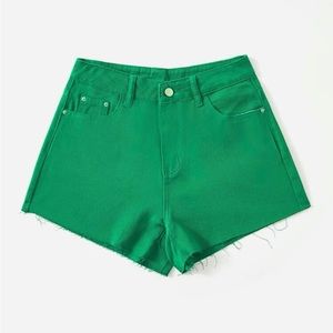 new unique green high waist denim shorts